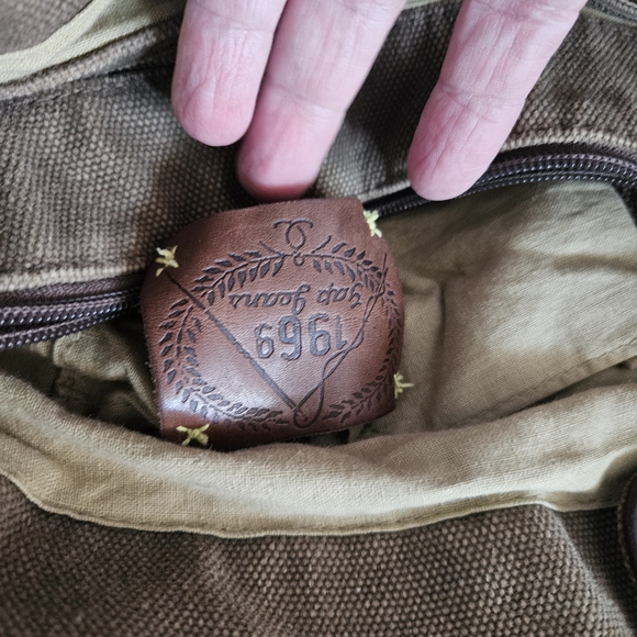 GAP 1969 Vintage Distressed Canvas Brown and Tan Hobo Handbag - Picture 5 of 7